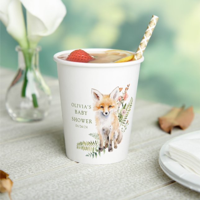 Nature's Delight Fox Baby Shower Paper Cups (Insitu)