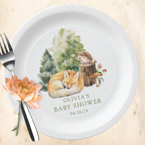 Natures Delight Fox Baby Shower Paper Plates