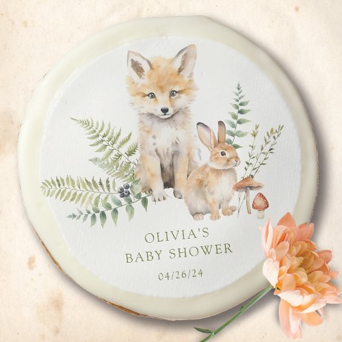 Natures Delight Fox Baby Shower Sugar Cookie