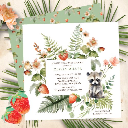 Natures Delight Raccoon Baby Shower Invitation