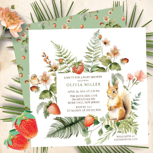 Natures Delight Squirrel Baby Shower Invitation