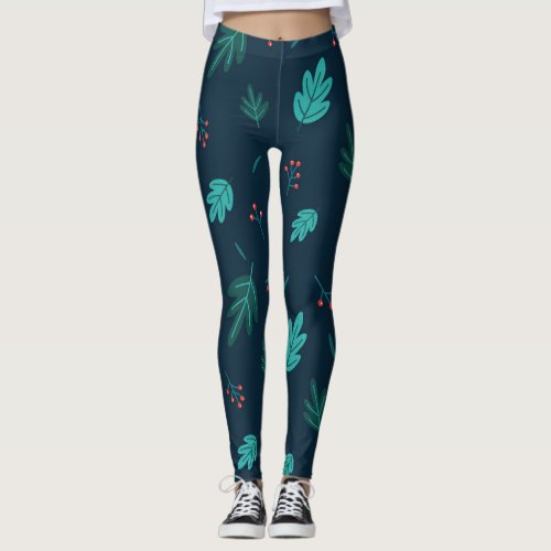 Natures Elegance Berries  Leaves Womens  Leggings