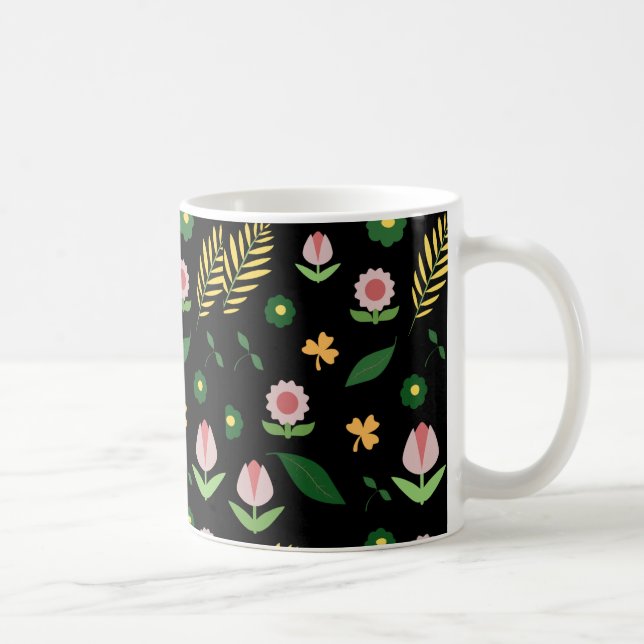 "Nature's Elegance: Floral and Leaf-Patterned Mugs (Right)