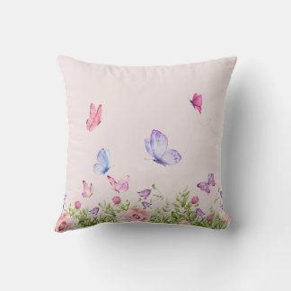 Nature's Embrace – Floral Love & Butterfly Dreams  Throw Pillow