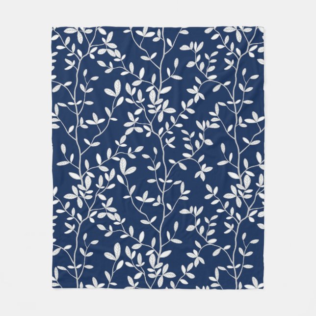 Nature's Embrace Navy White Fleece Blanket (Front)