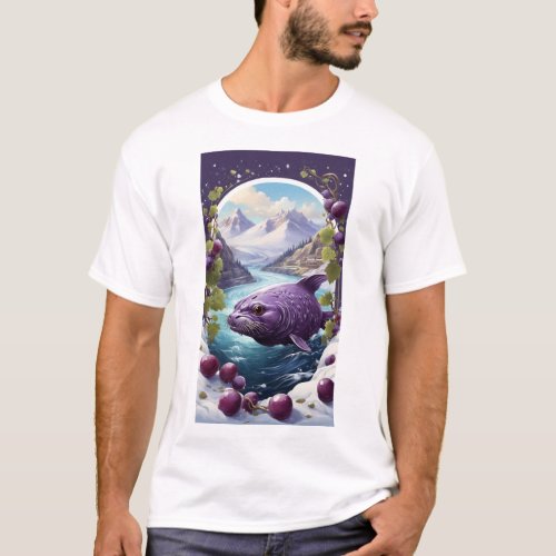 Natures Embrace Seal Fish Grape and Snowfall V T_Shirt
