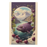 Nature&#39;s Embrace: Seal Fish, Grape, and Snowfall V Wood Wall Art
