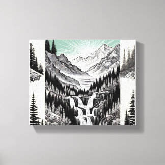 Nature's Essence: Black & White Landscape T-Shirt  Canvas Print