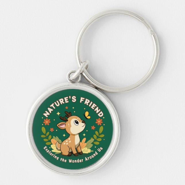 Nature's Friend Cute Fawn Woodland Animal Keychain (Front)