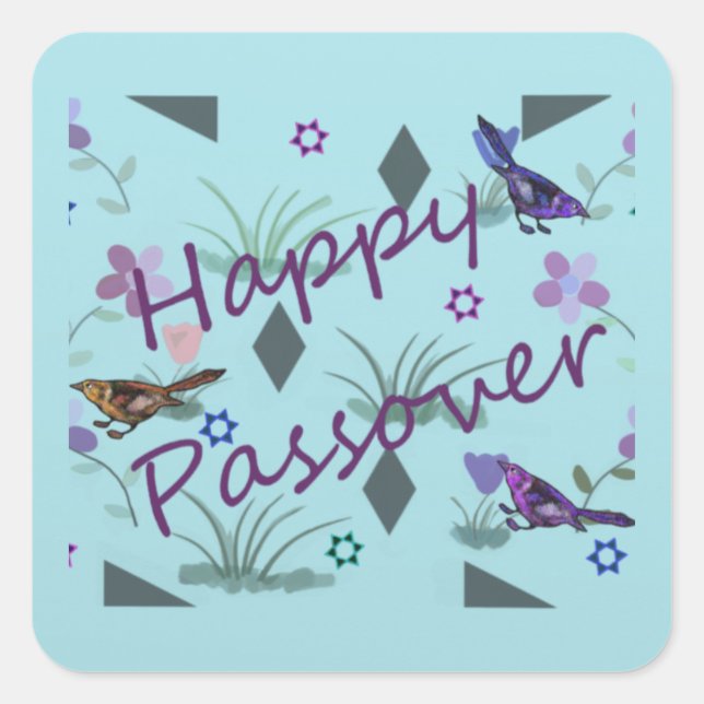 Nature's Garden Happy Passover Square Sticker (Front)