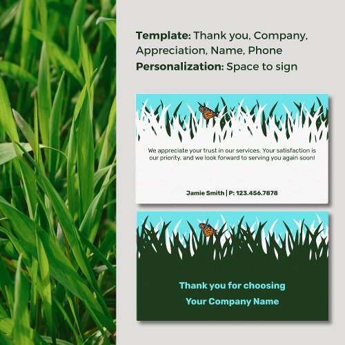 Natures Gratitude Lawn Butterfly Thank You  Business Card