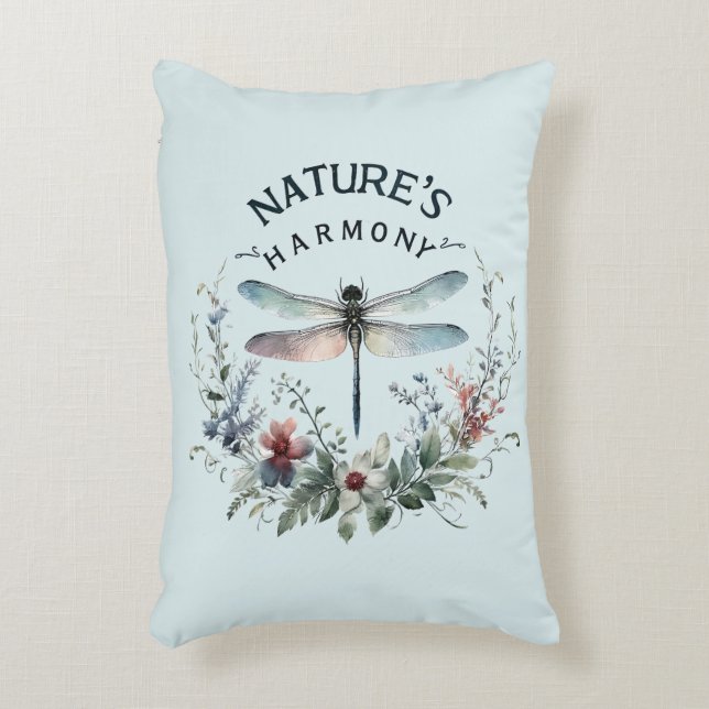 Nature's Harmony - Artistic Dragonfly Accent Pillow (Front(Vertical))