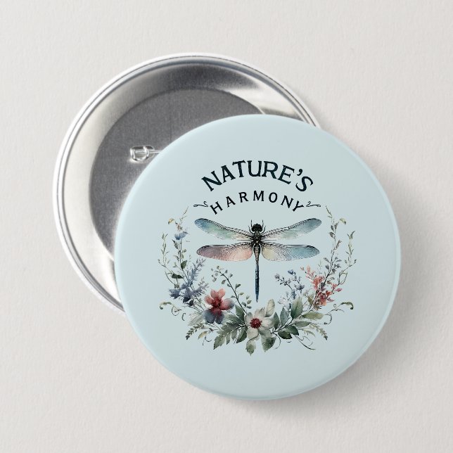 Nature's Harmony - Artistic Dragonfly Button (Front & Back)
