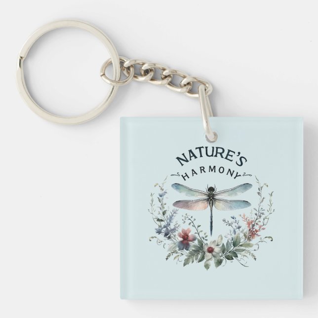 Nature's Harmony - Artistic Dragonfly Keychain (Front)