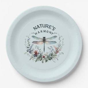 Nature's Harmony - Artistic Dragonfly Paper Plates