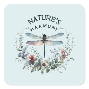 Nature's Harmony - Artistic Dragonfly Square Sticker