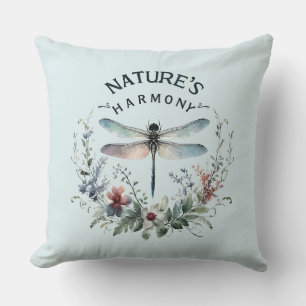 Nature's Harmony - Artistic Dragonfly Throw Pillow