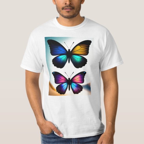 Natures Harmony Front Waterfly Back Flower T_Shirt