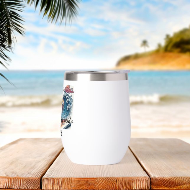 Nature's harmony, wine's symphony thermal wine tumbler (Beach)