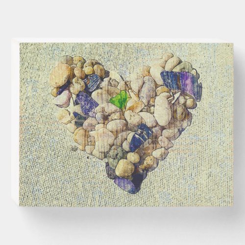 Natures heart  square sticker wooden box sign