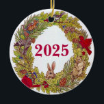 Nature's Holiday Wreath Ceramic Ornament<br><div class="desc">So gracious - nature's wreath! A beautiful, thoughtful gift you can purchase as is or change the messages on front and back.</div>