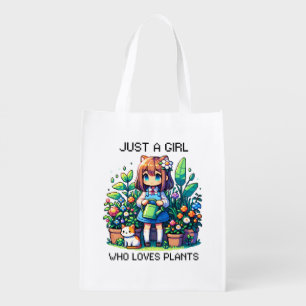 Nature's Hug   Cute Plant Lovers Pixel Art Grocery Bag
