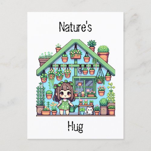 Natures Hug  Cute Plant Lovers Pixel Art Postcard