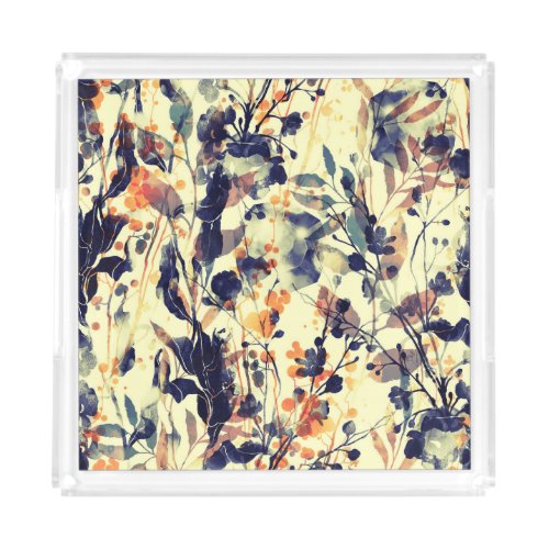 Natures Imprints Floral Leaves Seamless Acrylic Tray