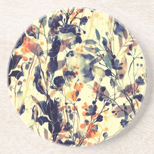 Natures Imprints Floral Leaves Seamless Coaster