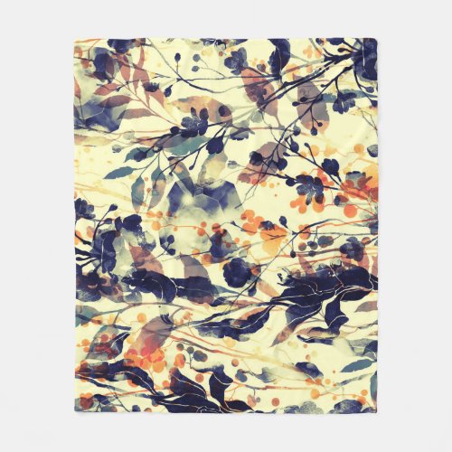 Natures Imprints Floral Leaves Seamless Fleece Blanket