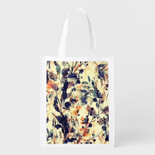 Natures Imprints Floral Leaves Seamless Grocery Bag
