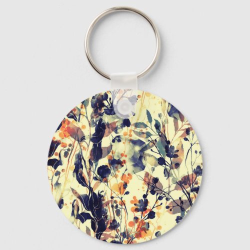 Natures Imprints Floral Leaves Seamless Keychain