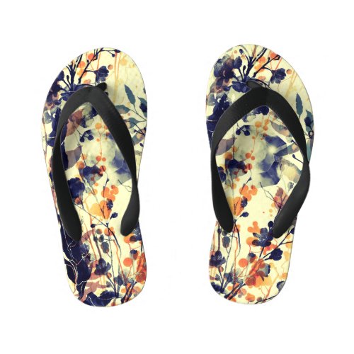 Natures Imprints Floral Leaves Seamless Kids Flip Flops