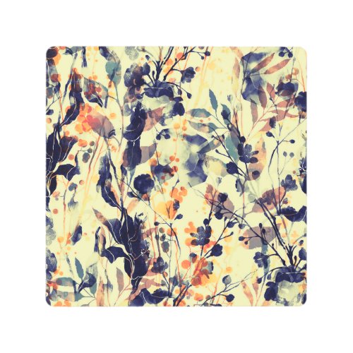 Natures Imprints Floral Leaves Seamless Metal Print