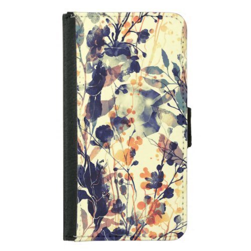 Natures Imprints Floral Leaves Seamless Samsung Galaxy S5 Wallet Case
