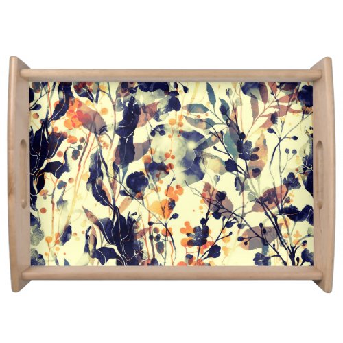 Natures Imprints Floral Leaves Seamless Serving Tray