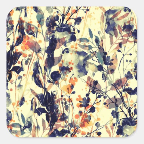 Natures Imprints Floral Leaves Seamless Square Sticker