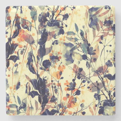 Natures Imprints Floral Leaves Seamless Stone Coaster