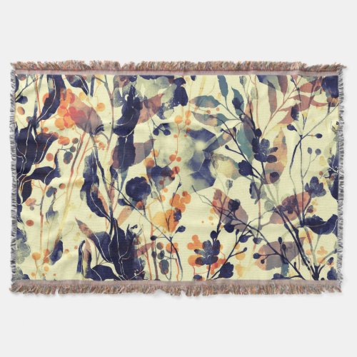 Natures Imprints Floral Leaves Seamless Throw Blanket