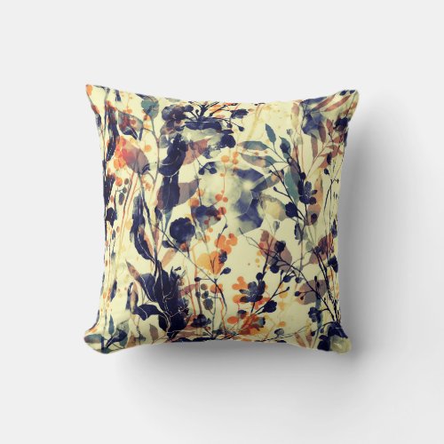Natures Imprints Floral Leaves Seamless Throw Pillow