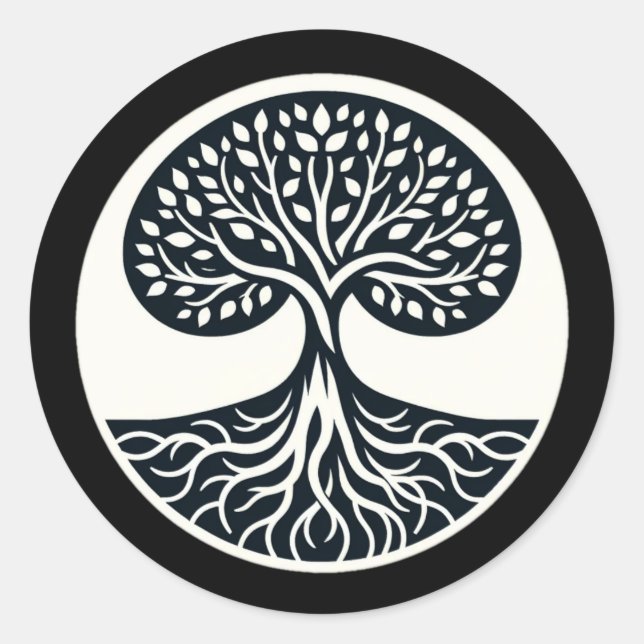 Nature's Interconnectedness - Tree Vector Art Classic Round Sticker (Front)