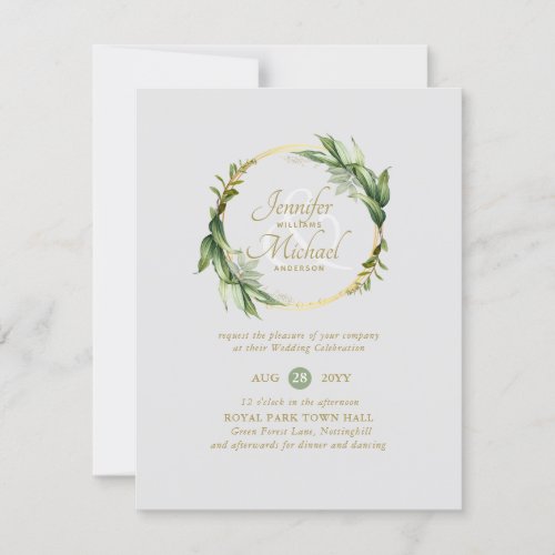 Natures Love Greenery Wreath PHOTO Wedding Invite