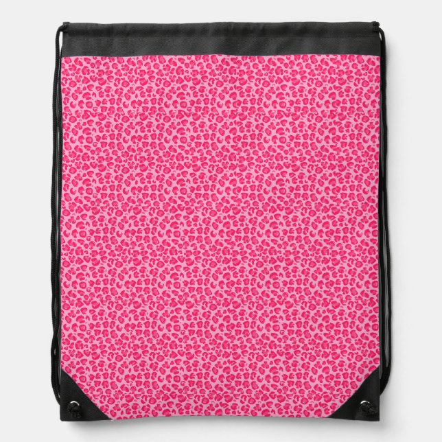 nature's luxury pink cheetah print drawstring bag (Front)