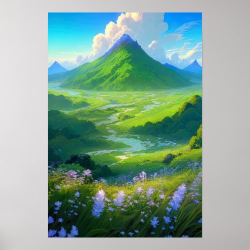 Natures Majesty Green Volcano Poster