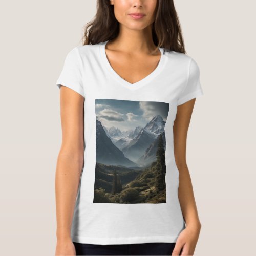 Natures Majesty Realistic Cinematic Scenery Girl T_Shirt