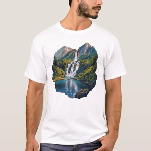 Natures Majesty Waterfall Wilderness T_Shirt Des