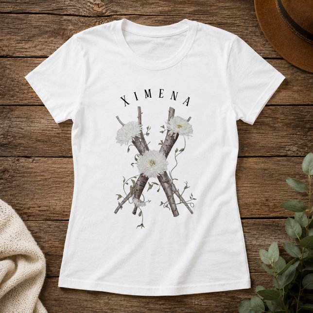 Nature's Monogram 'X' T-Shirt with Flowers & Vines (Creator Uploaded)