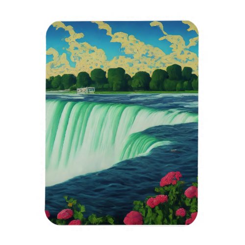 Natures Paradise Flowers and Waterfall Magnet