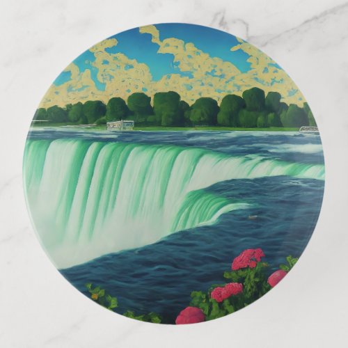 Natures Paradise Flowers and Waterfall Trinket Tray