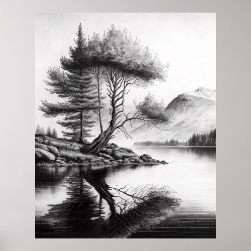 Natures Reflections Sketch Poster